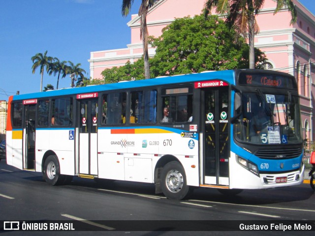 Transportadora Globo 670 na cidade de Recife, Pernambuco, Brasil, por Gustavo Felipe Melo. ID da foto: 7780795.