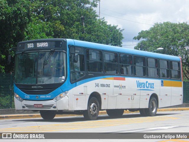 Expresso Vera Cruz 346 na cidade de Recife, Pernambuco, Brasil, por Gustavo Felipe Melo. Número da foto: #7782752.