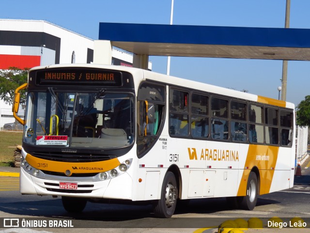 Viação Araguarina 3151 na cidade de Goiânia, Goiás, Brasil, por Diego Leão. Número da foto: #7783855.