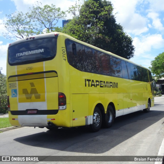 Viação Itapemirim 47001 na cidade de Vitória, Espírito Santo, Brasil, por Braian Ferreira. ID da foto: 7687758.