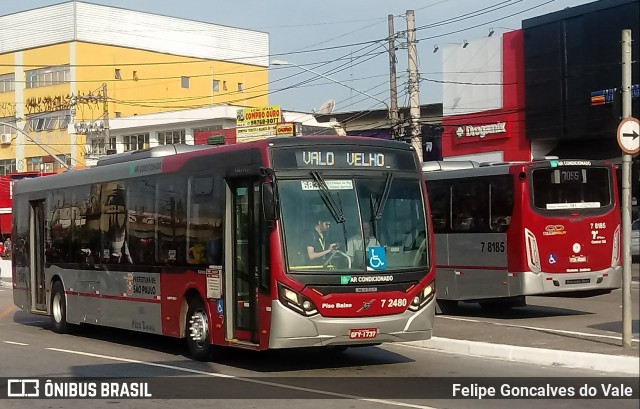 Viação Campo Belo 7 2480 na cidade de São Paulo, São Paulo, Brasil, por Felipe Goncalves do Vale. Número da foto: #7695442.