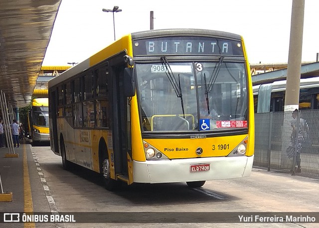 Viação Metrópole Paulista - Zona Leste 3 1901 na cidade de São Paulo, São Paulo, Brasil, por Yuri Ferreira Marinho. ID da foto: 7690682.