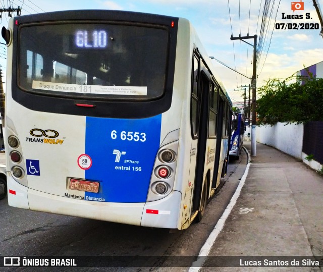 Transwolff Transportes e Turismo 6 6553 na cidade de São Paulo, São Paulo, Brasil, por Lucas Santos da Silva. Número da foto: #7698027.