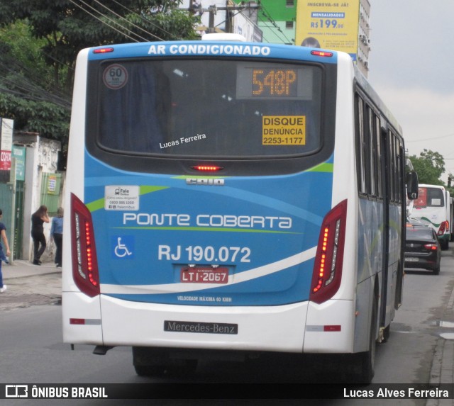 Viação Ponte Coberta RJ 190.072 na cidade de Nova Iguaçu, Rio de Janeiro, Brasil, por Lucas Alves Ferreira. Número da foto: #7698244.