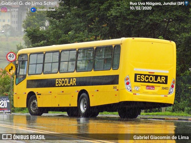 Auto Ônibus Três Irmãos 30403 na cidade de Jundiaí, São Paulo, Brasil, por Gabriel Giacomin de Lima. Número da foto: #7703539.