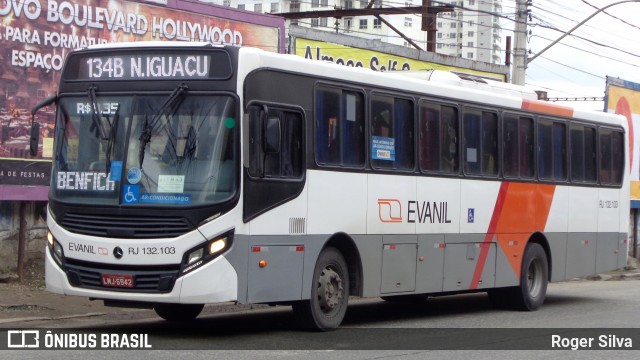 Evanil Transportes e Turismo RJ 132.103 na cidade de Nova Iguaçu, Rio de Janeiro, Brasil, por Roger Silva. Número da foto: #7706815.