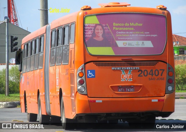 Auto Viação São José dos Pinhais 20407 na cidade de Pinhais, Paraná, Brasil, por Carlos Júnior. ID da foto: 7707653.