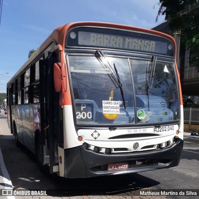 Viação Sul Fluminense RJ 202.040 na cidade de Volta Redonda, Rio de Janeiro, Brasil, por Matheus Martins da Silva. Número da foto: #7790476.
