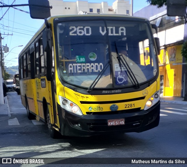 Viação Elite 2281 na cidade de Volta Redonda, Rio de Janeiro, Brasil, por Matheus Martins da Silva. ID da foto: 7829652.