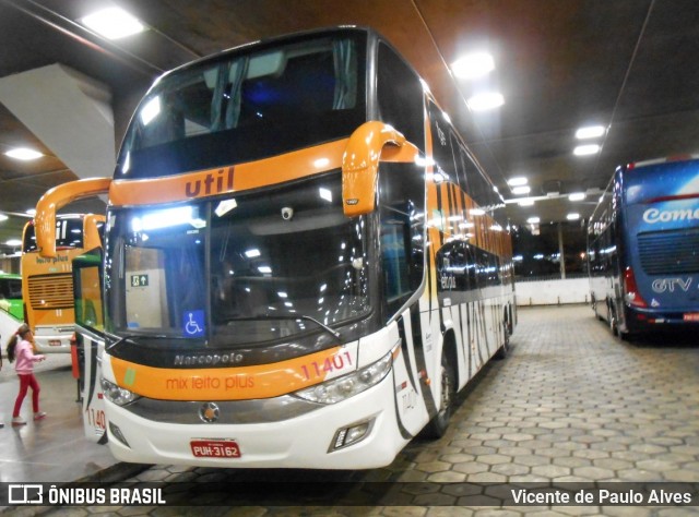 UTIL - União Transporte Interestadual de Luxo 11401 na cidade de Belo Horizonte, Minas Gerais, Brasil, por Vicente de Paulo Alves. ID da foto: 7835236.