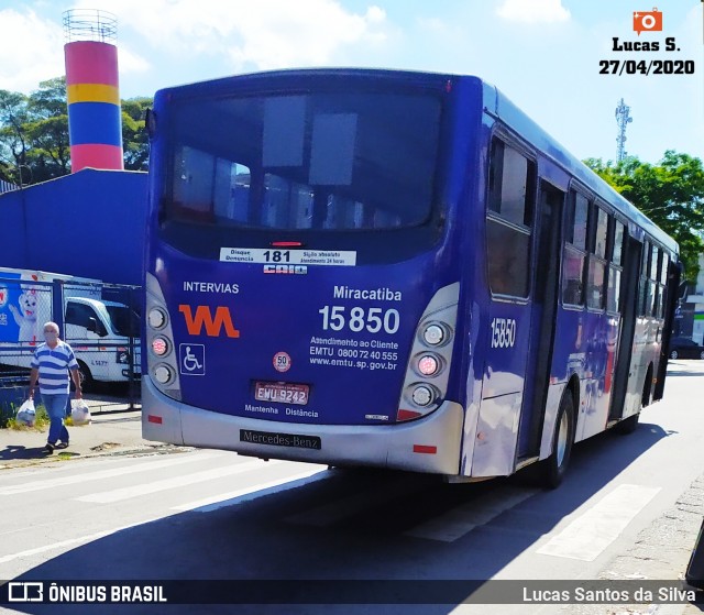 Viação Miracatiba 15.850 na cidade de São Paulo, São Paulo, Brasil, por Lucas Santos da Silva. ID da foto: 7847184.