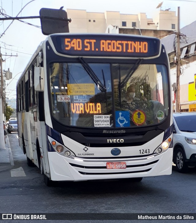 Viação Sul Fluminense 1243 na cidade de Volta Redonda, Rio de Janeiro, Brasil, por Matheus Martins da Silva. ID da foto: 7850672.