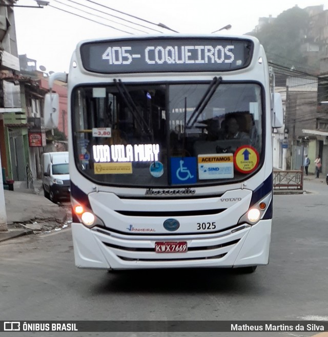 Viação Pinheiral 3025 na cidade de Volta Redonda, Rio de Janeiro, Brasil, por Matheus Martins da Silva. ID da foto: 7850692.