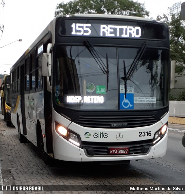 Viação Elite 2316 na cidade de Volta Redonda, Rio de Janeiro, Brasil, por Matheus Martins da Silva. Número da foto: #7850667.