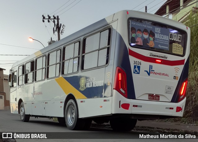 Viação Pinheiral 3026 na cidade de Volta Redonda, Rio de Janeiro, Brasil, por Matheus Martins da Silva. ID da foto: 7853391.