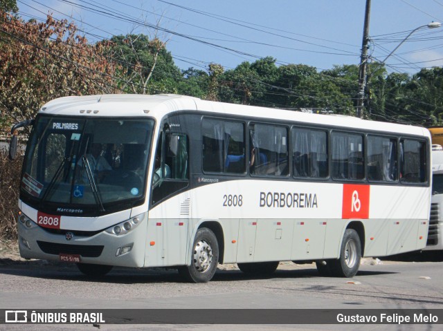 Borborema Imperial Transportes 2808 na cidade de Recife, Pernambuco, Brasil, por Gustavo Felipe Melo. ID da foto: 7854258.