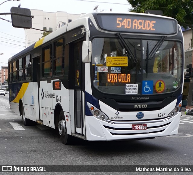 Viação Sul Fluminense 1243 na cidade de Volta Redonda, Rio de Janeiro, Brasil, por Matheus Martins da Silva. ID da foto: 7862568.