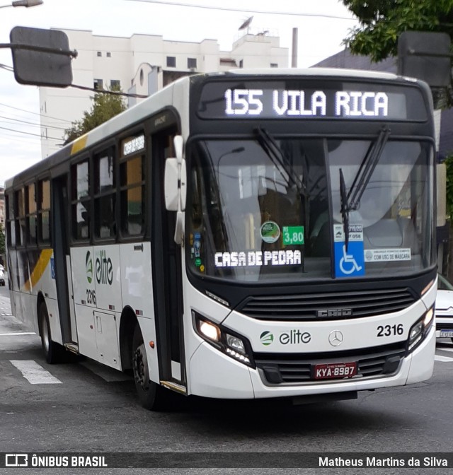 Viação Elite 2316 na cidade de Volta Redonda, Rio de Janeiro, Brasil, por Matheus Martins da Silva. ID da foto: 7862574.