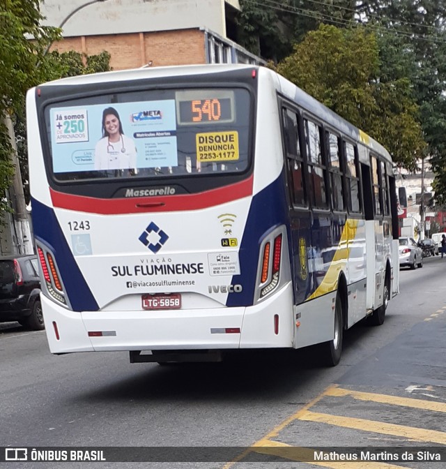 Viação Sul Fluminense 1243 na cidade de Volta Redonda, Rio de Janeiro, Brasil, por Matheus Martins da Silva. ID da foto: 7862569.