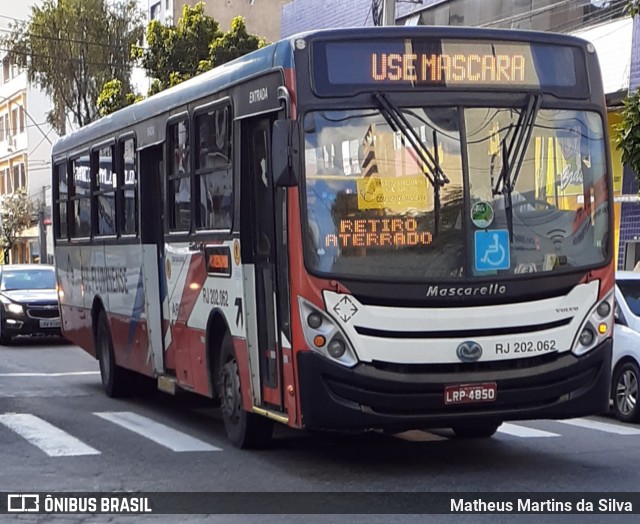 Viação Sul Fluminense RJ 202.062 na cidade de Volta Redonda, Rio de Janeiro, Brasil, por Matheus Martins da Silva. ID da foto: 7877342.