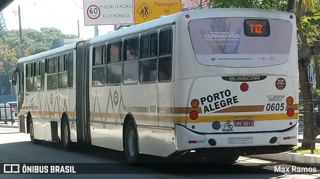 Companhia Carris Porto-Alegrense 0605 na cidade de Porto Alegre, Rio Grande do Sul, Brasil, por Max Ramos. ID da foto: 7877595.