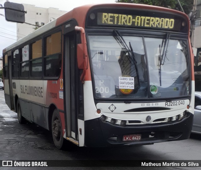 Viação Sul Fluminense RJ 202.040 na cidade de Volta Redonda, Rio de Janeiro, Brasil, por Matheus Martins da Silva. ID da foto: 7877340.