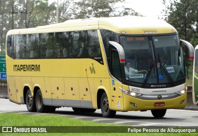 Viação Itapemirim 60705 na cidade de Salvador, Bahia, Brasil, por Felipe Pessoa de Albuquerque. Número da foto: #7798189.
