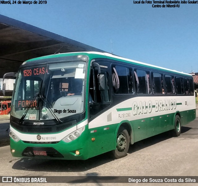 Viação Galo Branco RJ 181.090 na cidade de Niterói, Rio de Janeiro, Brasil, por Diego de Souza Costa da Silva. Número da foto: #7882294.