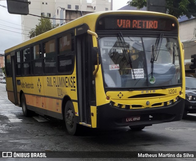 Viação Sul Fluminense 1204 na cidade de Volta Redonda, Rio de Janeiro, Brasil, por Matheus Martins da Silva. ID da foto: 7883179.