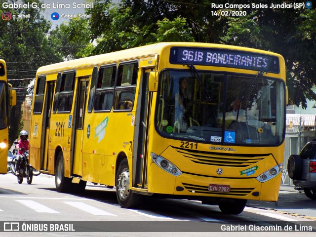 Viação Jundiaiense 2211 na cidade de Jundiaí, São Paulo, Brasil, por Gabriel Giacomin de Lima. ID da foto: 7803217.