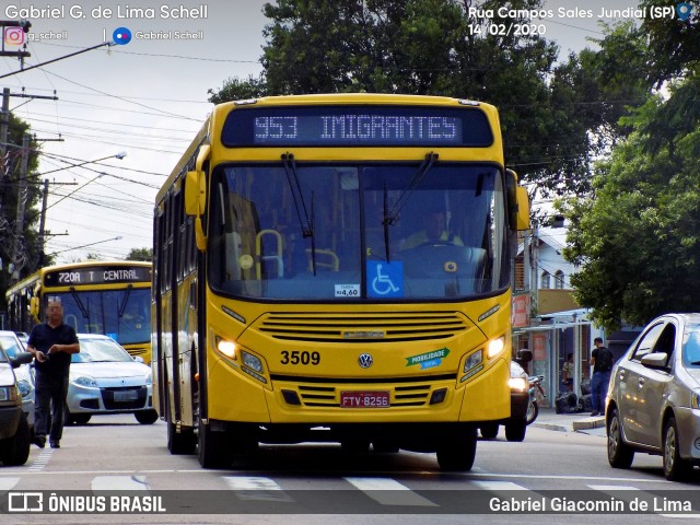 Auto Ônibus Três Irmãos 3509 na cidade de Jundiaí, São Paulo, Brasil, por Gabriel Giacomin de Lima. ID da foto: 7803220.