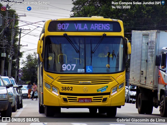 Auto Ônibus Três Irmãos 3802 na cidade de Jundiaí, São Paulo, Brasil, por Gabriel Giacomin de Lima. ID da foto: 7803234.