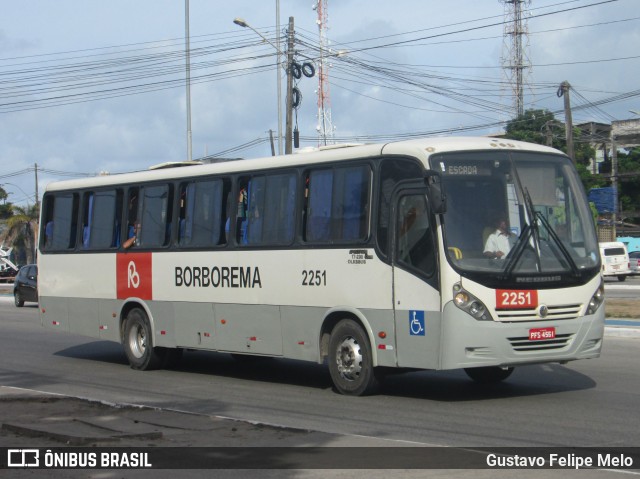 Borborema Imperial Transportes 2251 na cidade de Jaboatão dos Guararapes, Pernambuco, Brasil, por Gustavo Felipe Melo. ID da foto: 7807704.