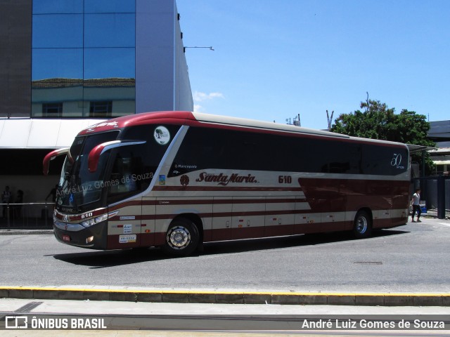 Santa Maria Fretamento e Turismo 610 na cidade de Rio de Janeiro, Rio de Janeiro, Brasil, por André Luiz Gomes de Souza. ID da foto: 7812716.