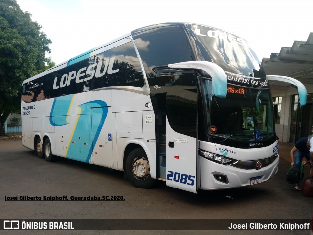 LopeSul Transportes - Lopes e Oliveira Transportes e Turismo - Lopes Sul 2085 na cidade de Guaraciaba, Santa Catarina, Brasil, por Joseí Gilberto Kniphoff. ID da foto: 7819224.