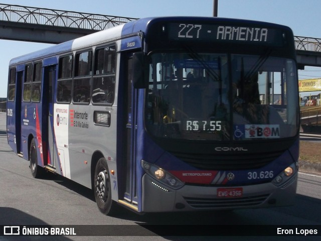 Empresa de Ônibus Vila Galvão 30.626 na cidade de Guarulhos, São Paulo, Brasil, por Eron Lopes. ID da foto: 7887685.