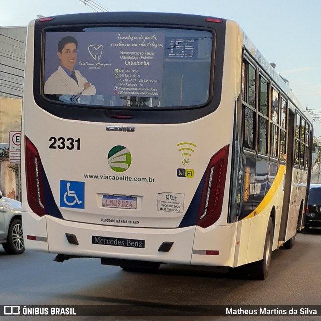 Viação Elite 2331 na cidade de Volta Redonda, Rio de Janeiro, Brasil, por Matheus Martins da Silva. Número da foto: #7912654.