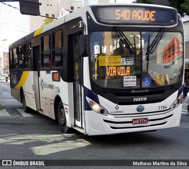 Viação Sul Fluminense 1194 na cidade de Volta Redonda, Rio de Janeiro, Brasil, por Matheus Martins da Silva. Número da foto: #7912668.