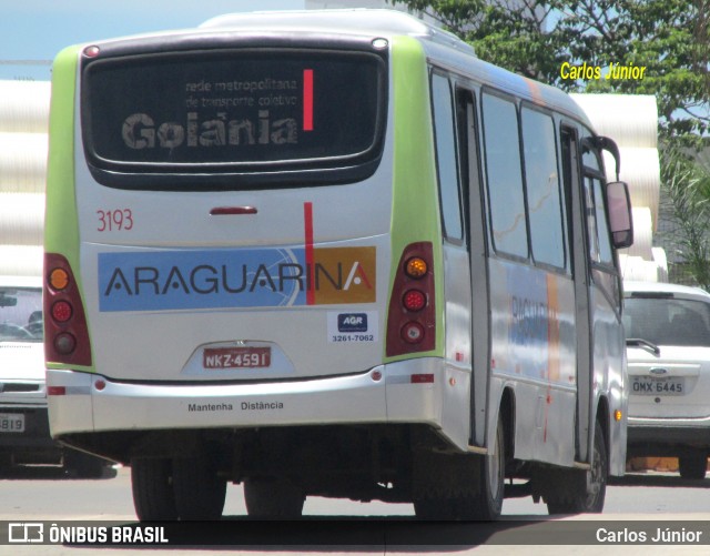 Viação Araguarina 3193 na cidade de Goiânia, Goiás, Brasil, por Carlos Júnior. ID da foto: 7917733.