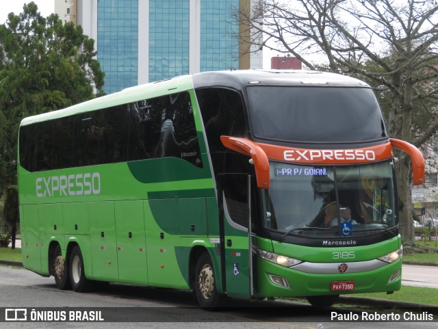 Expresso Transporte e Turismo Ltda. 3185 na cidade de Curitiba, Paraná, Brasil, por Paulo Roberto Chulis. ID da foto: 7918058.