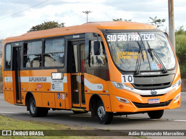 Transporte Suplementar de Belo Horizonte 1136 na cidade de Belo Horizonte, Minas Gerais, Brasil, por Adão Raimundo Marcelino. ID da foto: 7930218.