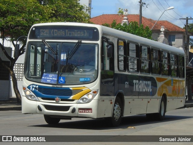 Transcol - Transportes Coletivos Ltda. 171 na cidade de Recife, Pernambuco, Brasil, por Samuel Júnior. Número da foto: #7930085.