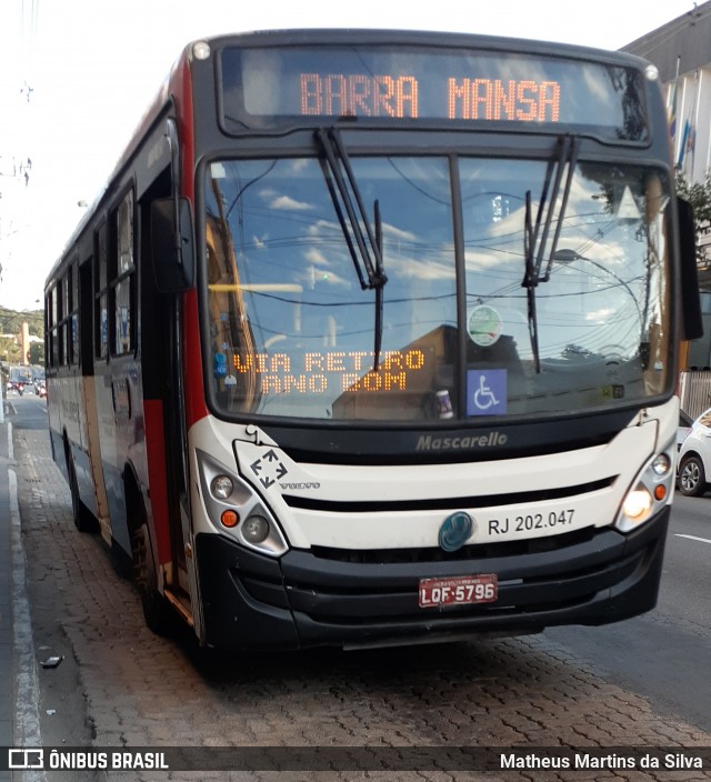 Viação Sul Fluminense RJ 202.047 na cidade de Volta Redonda, Rio de Janeiro, Brasil, por Matheus Martins da Silva. Número da foto: #7938776.