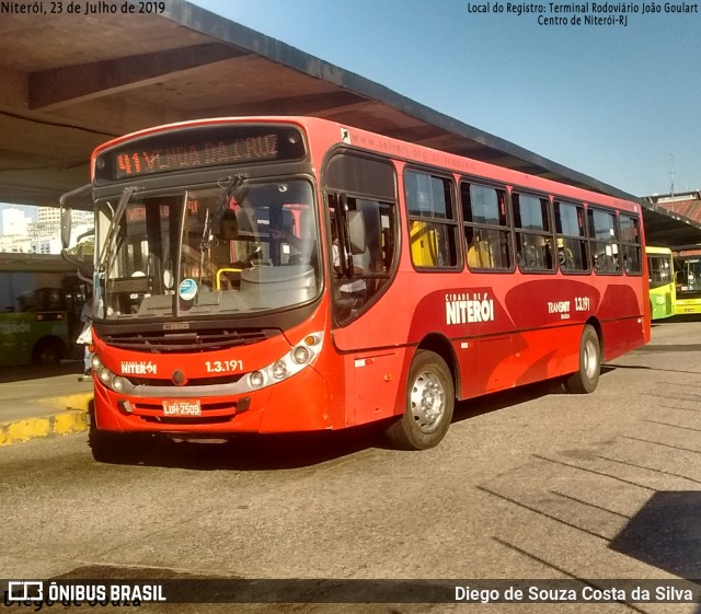 Auto Ônibus Brasília 1.3.191 na cidade de Niterói, Rio de Janeiro, Brasil, por Diego de Souza Costa da Silva. ID da foto: 7889512.