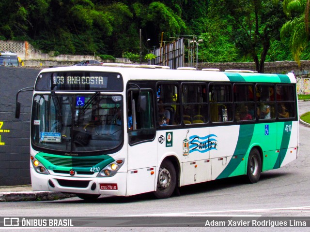 Viação Piracicabana Santos 4210 na cidade de Santos, São Paulo, Brasil, por Adam Xavier Rodrigues Lima. Número da foto: #7941984.