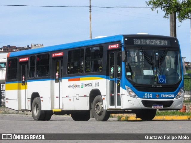 Transcol - Transportes Coletivos Ltda. .014 na cidade de Recife, Pernambuco, Brasil, por Gustavo Felipe Melo. Número da foto: #7949163.