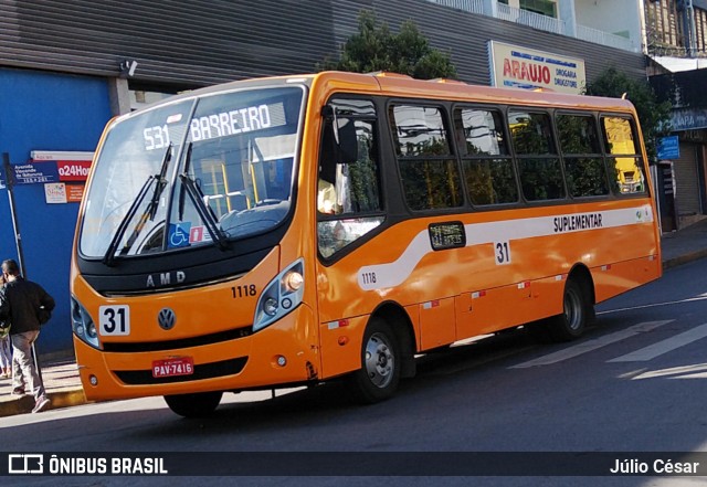 Transporte Suplementar de Belo Horizonte 1118 na cidade de Belo Horizonte, Minas Gerais, Brasil, por Júlio César. Número da foto: #7951780.