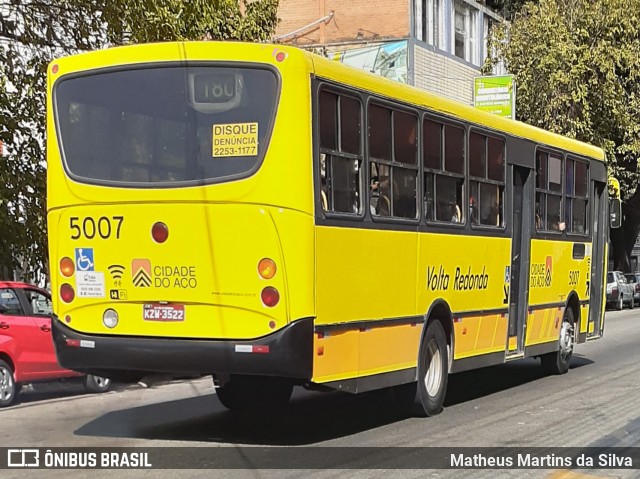 Viação Cidade do Aço 5007 na cidade de Volta Redonda, Rio de Janeiro, Brasil, por Matheus Martins da Silva. Número da foto: #7953592.