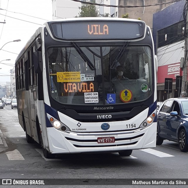 Viação Sul Fluminense 1194 na cidade de Volta Redonda, Rio de Janeiro, Brasil, por Matheus Martins da Silva. ID da foto: 7953658.