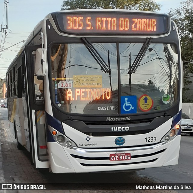 Viação Sul Fluminense 1233 na cidade de Volta Redonda, Rio de Janeiro, Brasil, por Matheus Martins da Silva. ID da foto: 7958341.